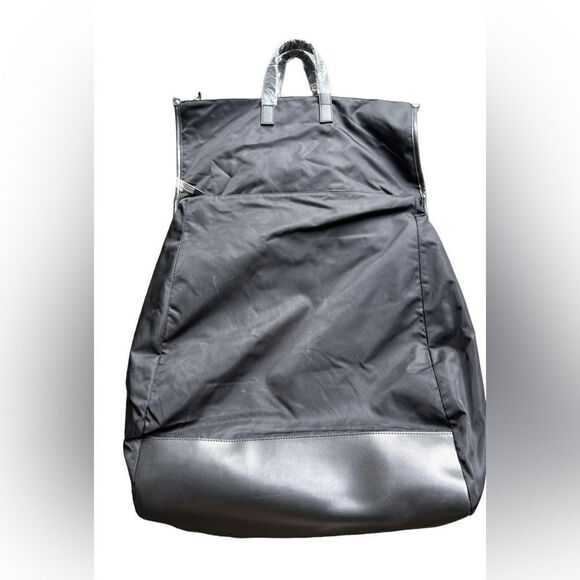 Antonio Thomas Melillo Black Large Backpack Travel Luggage Cow Leather Trim NWT - Picture 1 of 9